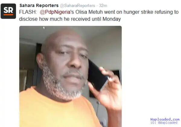 Photo of Olisa Metuh in EFCC custody...reportedly went on hunger strike